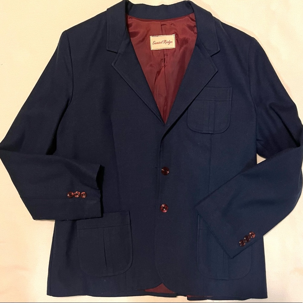 Sunset Ridge Navy Blue Wool Fully Lined Jacket Medium.